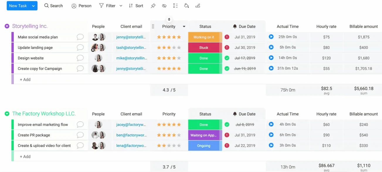  screenshot - monday CRM-recension: Fördelar, nackdelar, funktioner & priser