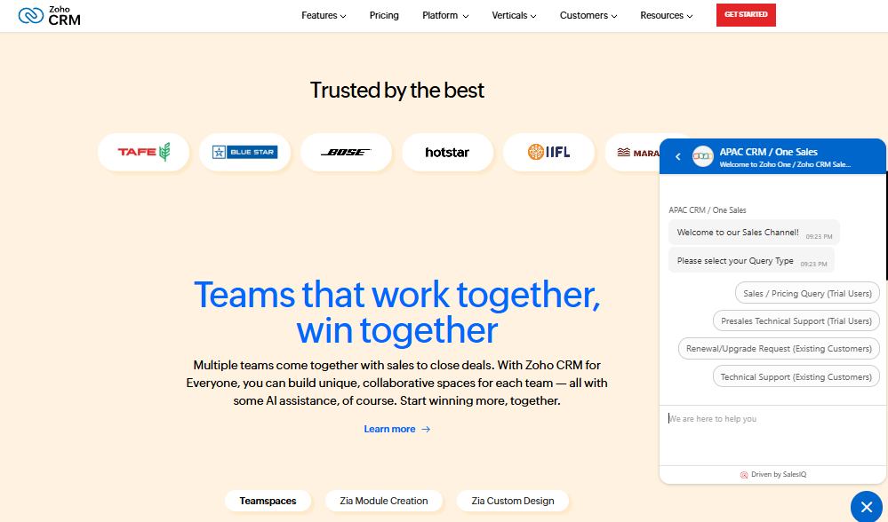  screenshot - Zoho CRM-recension: Fördelar, nackdelar, funktioner & priser