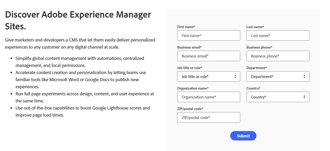  screenshot - Avis sur Adobe Experience Manager : avantages, inconvénients, fonctionnalités et tarifs