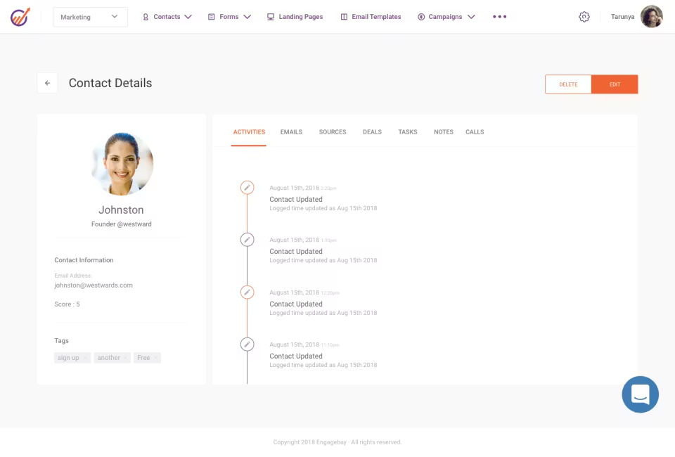  screenshot - Avis sur EngageBay : avantages, inconvénients, fonctionnalités et tarifs