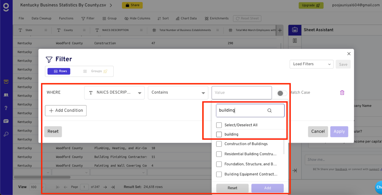  screenshot - Avis sur Gigasheet : avantages, inconvénients, fonctionnalités et tarifs
