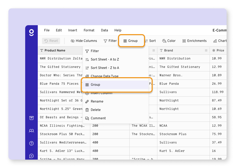  screenshot - Gigasheet-beoordeling: voordelen, nadelen, functies en prijsstelling