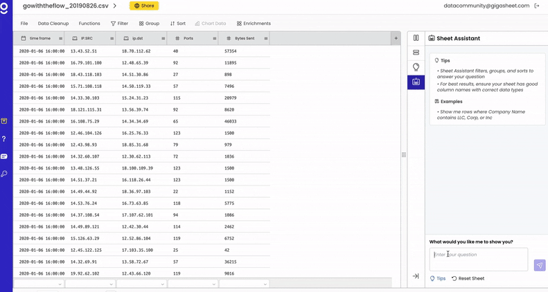  screenshot - Gigasheet-beoordeling: voordelen, nadelen, functies en prijsstelling