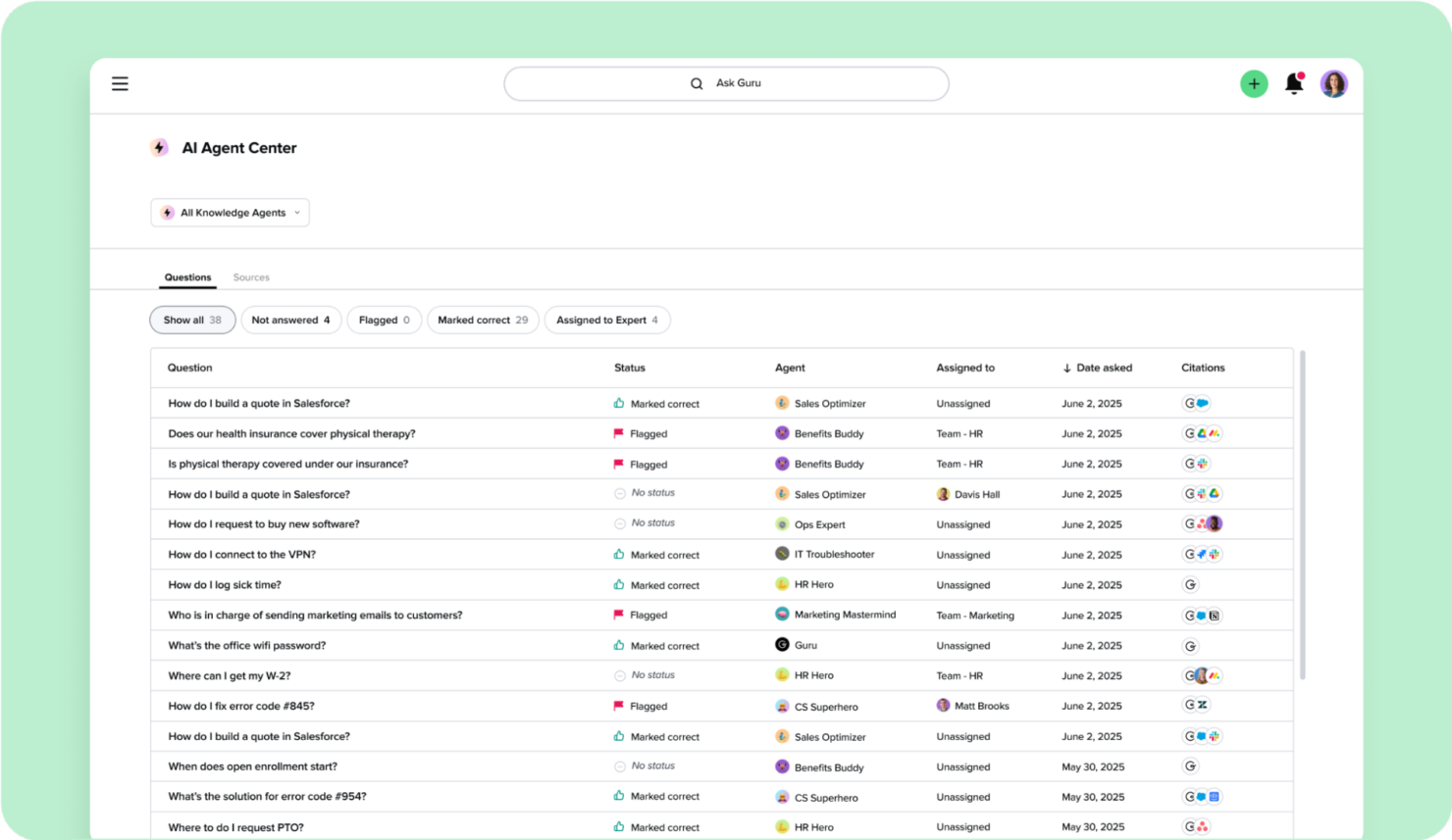  screenshot - Avis sur Guru : avantages, inconvénients, fonctionnalités et tarifs