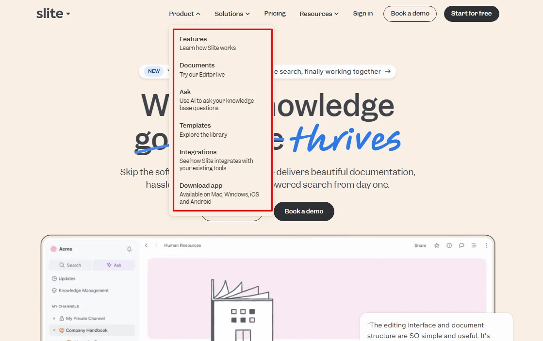  screenshot - Avis sur Slite : Avantages, Inconvénients, Fonctionnalités et Tarification