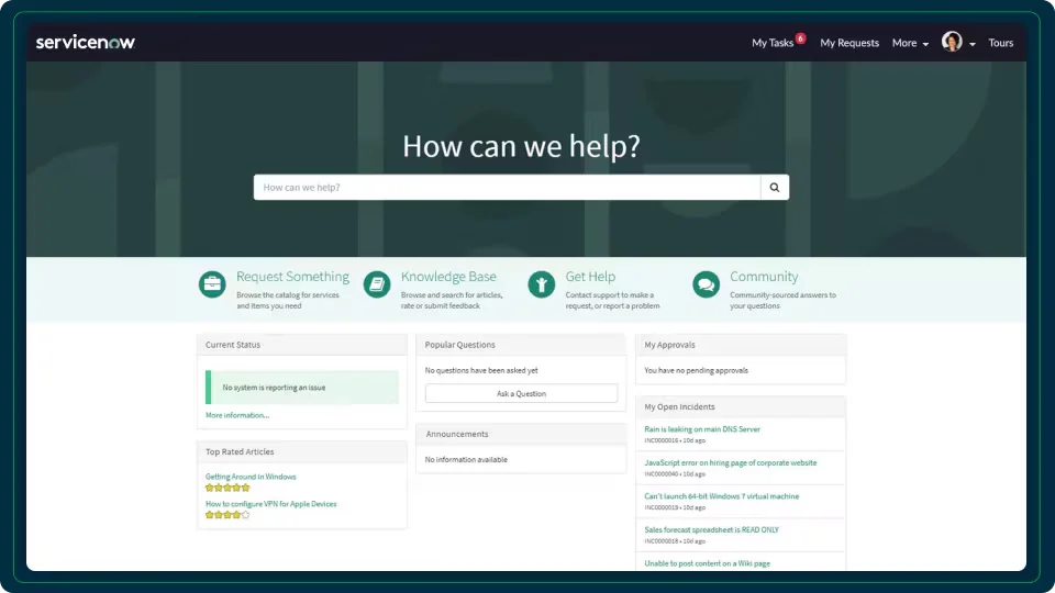  screenshot - Avis ServiceNow : avantages, inconvénients, fonctionnalités et tarifs
