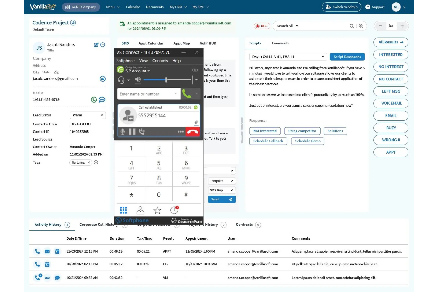  screenshot - Vanillasoft-Bewertung: Vor- und Nachteile, Funktionen und Preise