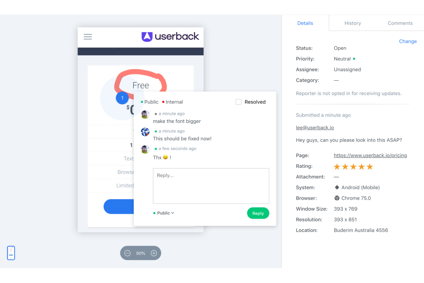  screenshot - Userback-Bewertung: Vor- und Nachteile, Funktionen und Preise
