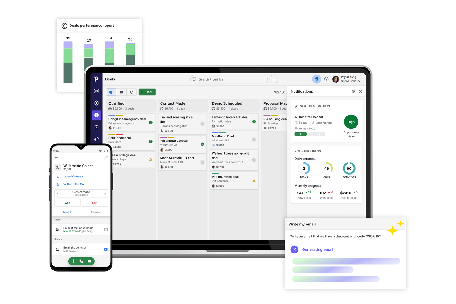 Pipedrive screenshot - 10 CRM pour les petites entreprises en 2026