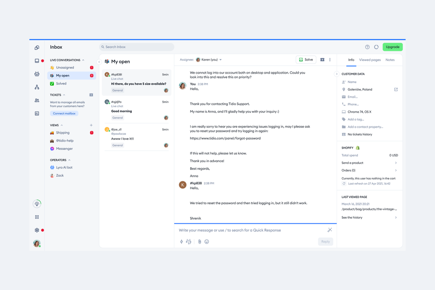 Tidio screenshot - 10 beste ServiceNow-Alternativen im Test 2026