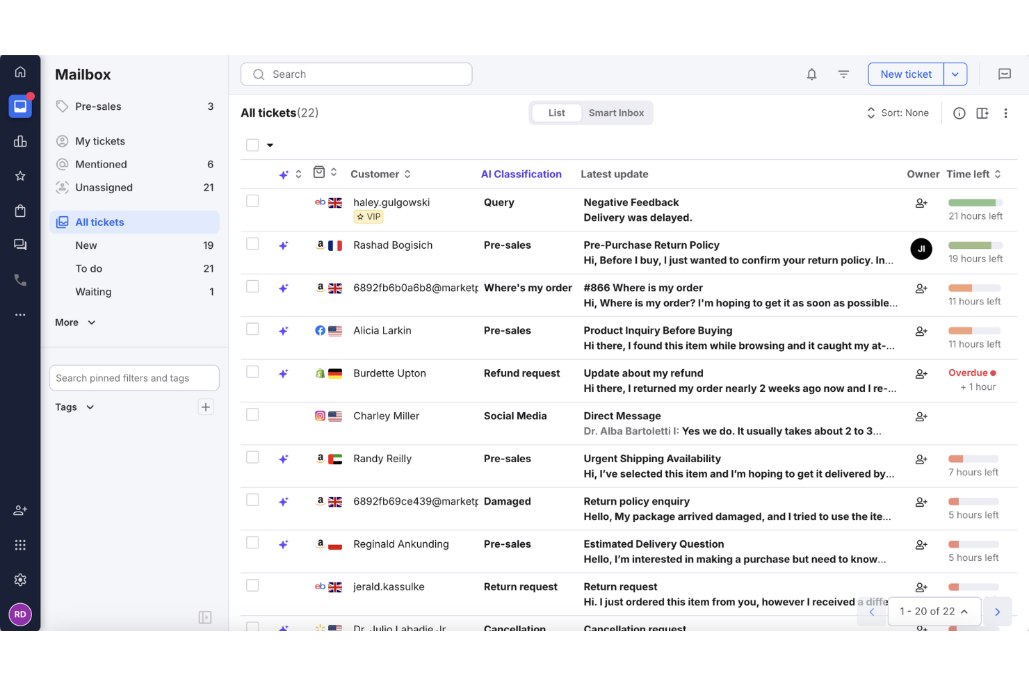 eDesk screenshot - Les 10 meilleurs logiciels de centre d’assistance IA évalués en 2026