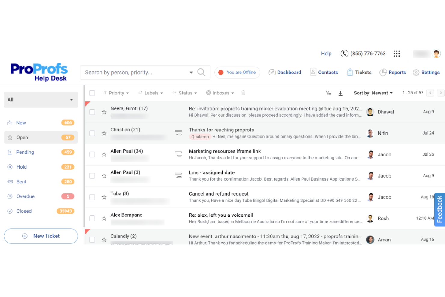 ProProfs Help Desk screenshot - 10 beste Tools zur Verwaltung von Kundeninteraktionen für 2026