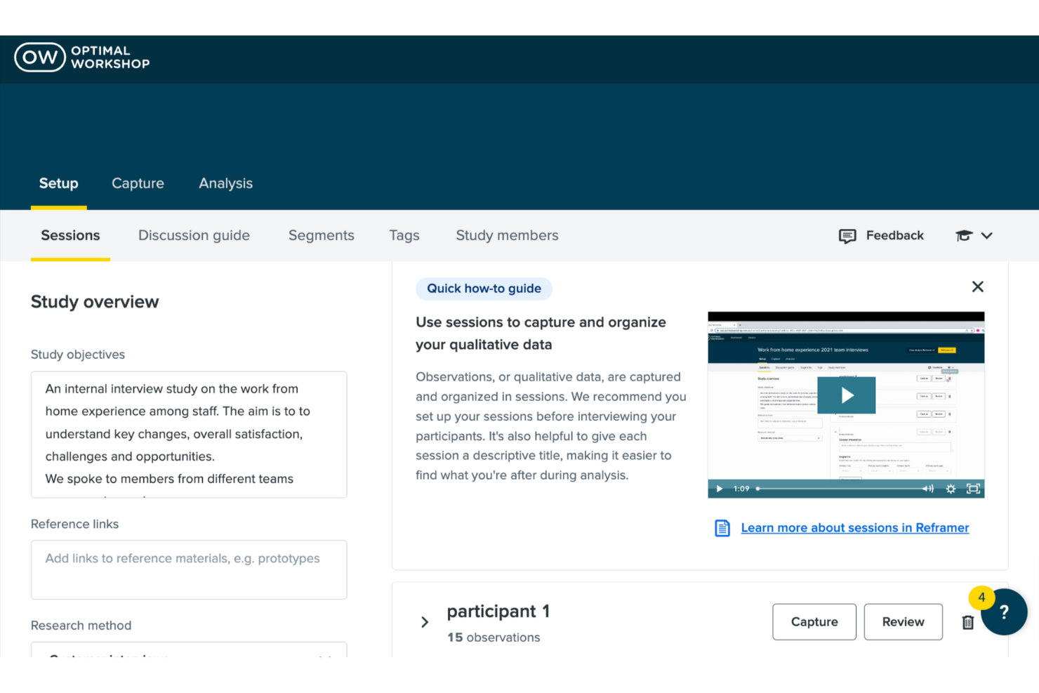 Reframer screenshot - 10 Meilleurs Logiciels d’Analyse de Données Qualitatives Que J’ai Testés en 2026