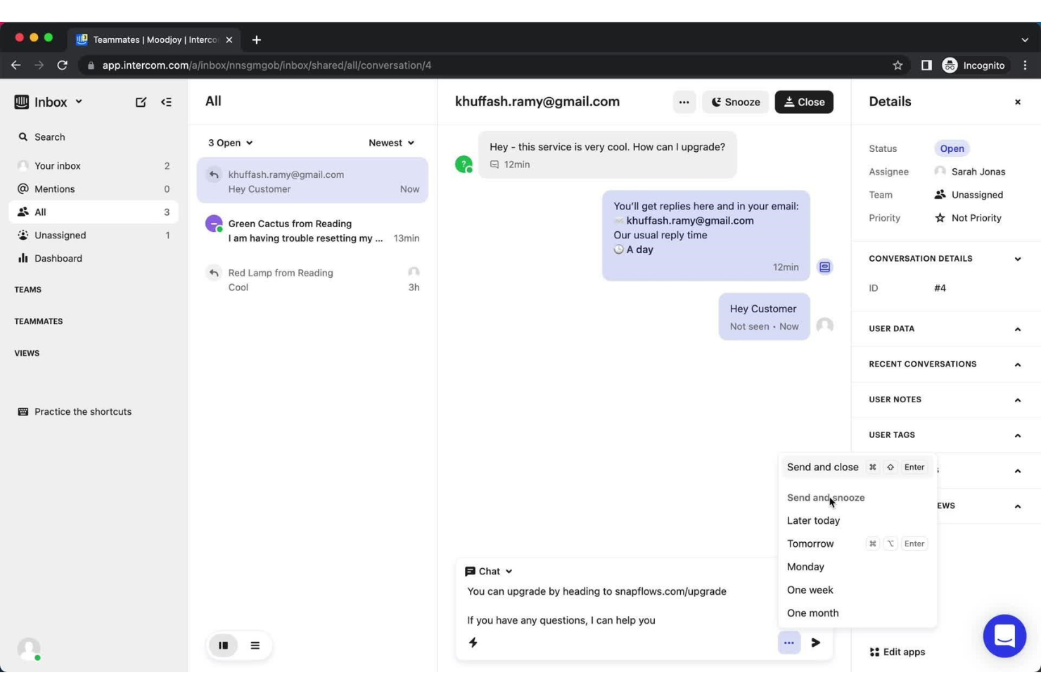 Intercom screenshot - Die 10 besten Tools für das Management der Kundenkommunikation für 2026