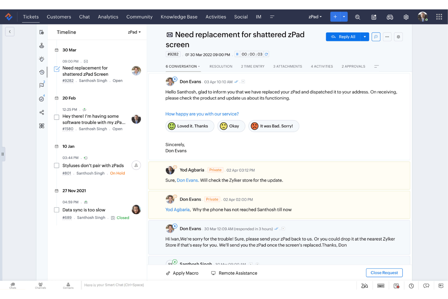 Zoho Desk screenshot - 10 meilleurs outils de gestion des communications clients pour 2026