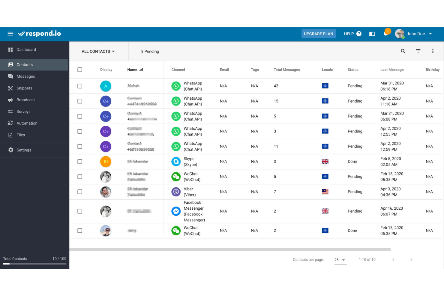 Respond.io screenshot - 10 meilleurs outils de gestion des communications clients pour 2026