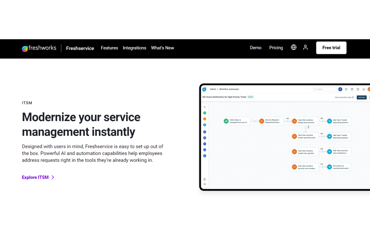 Freshservice screenshot - Die 10 besten internen Helpdesk-Softwares des Jahres 2026