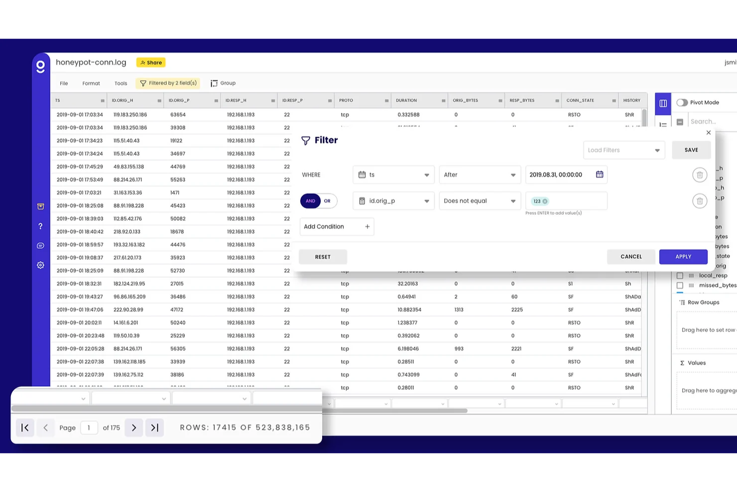 Gigasheet screenshot - 10 meilleurs logiciels d’analyse client de mégadonnées pour 2026