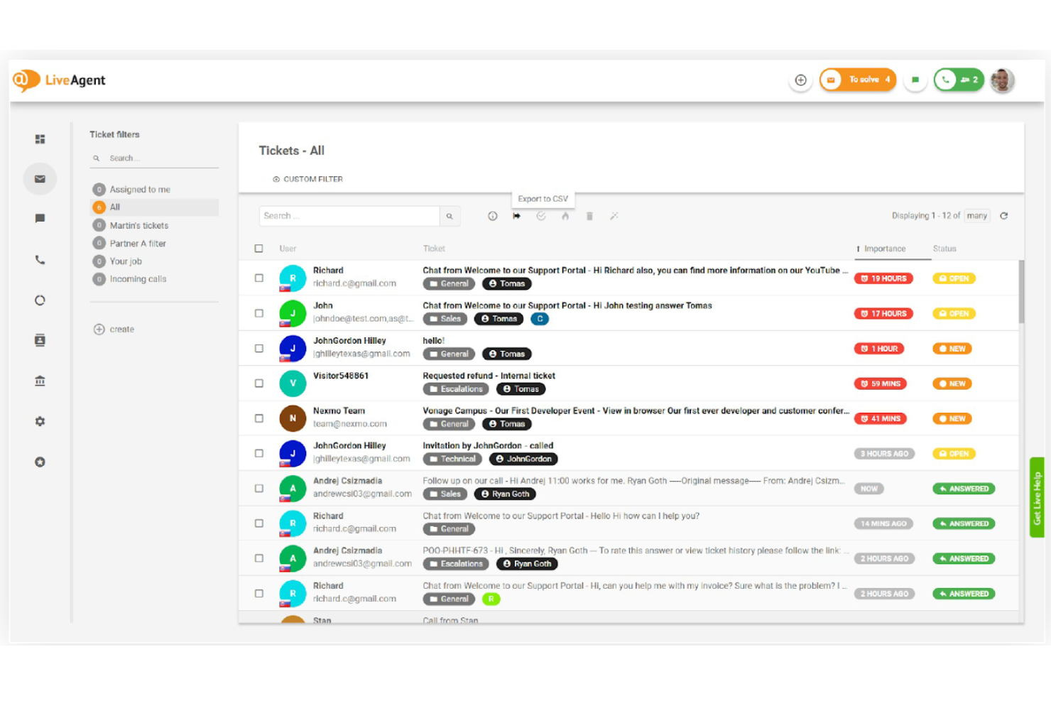 LiveAgent screenshot - 10 beste Kundendienst-Ticketing-Softwares 2026