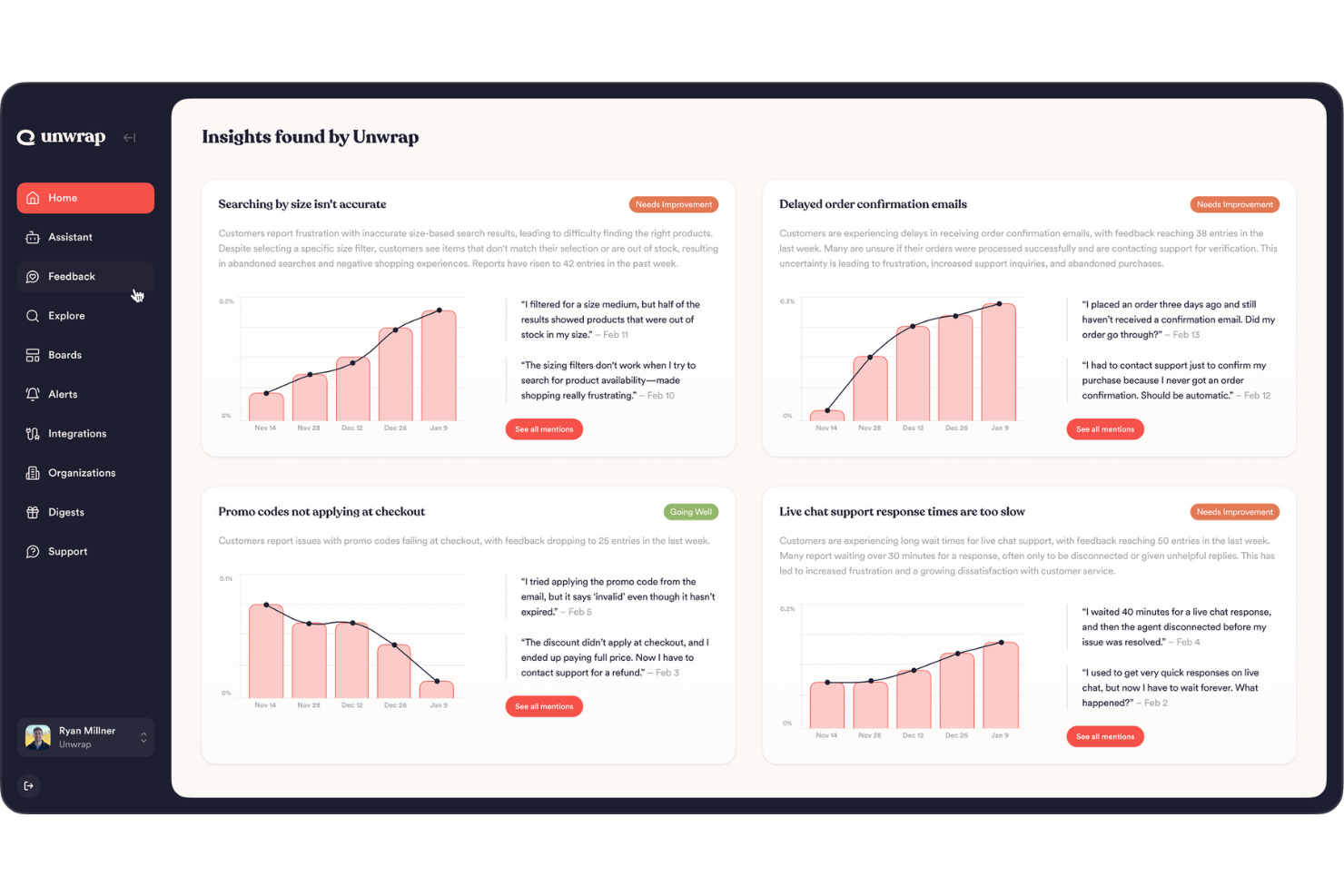 Unwrap screenshot - Les 10 meilleurs logiciels de feedback client de 2026