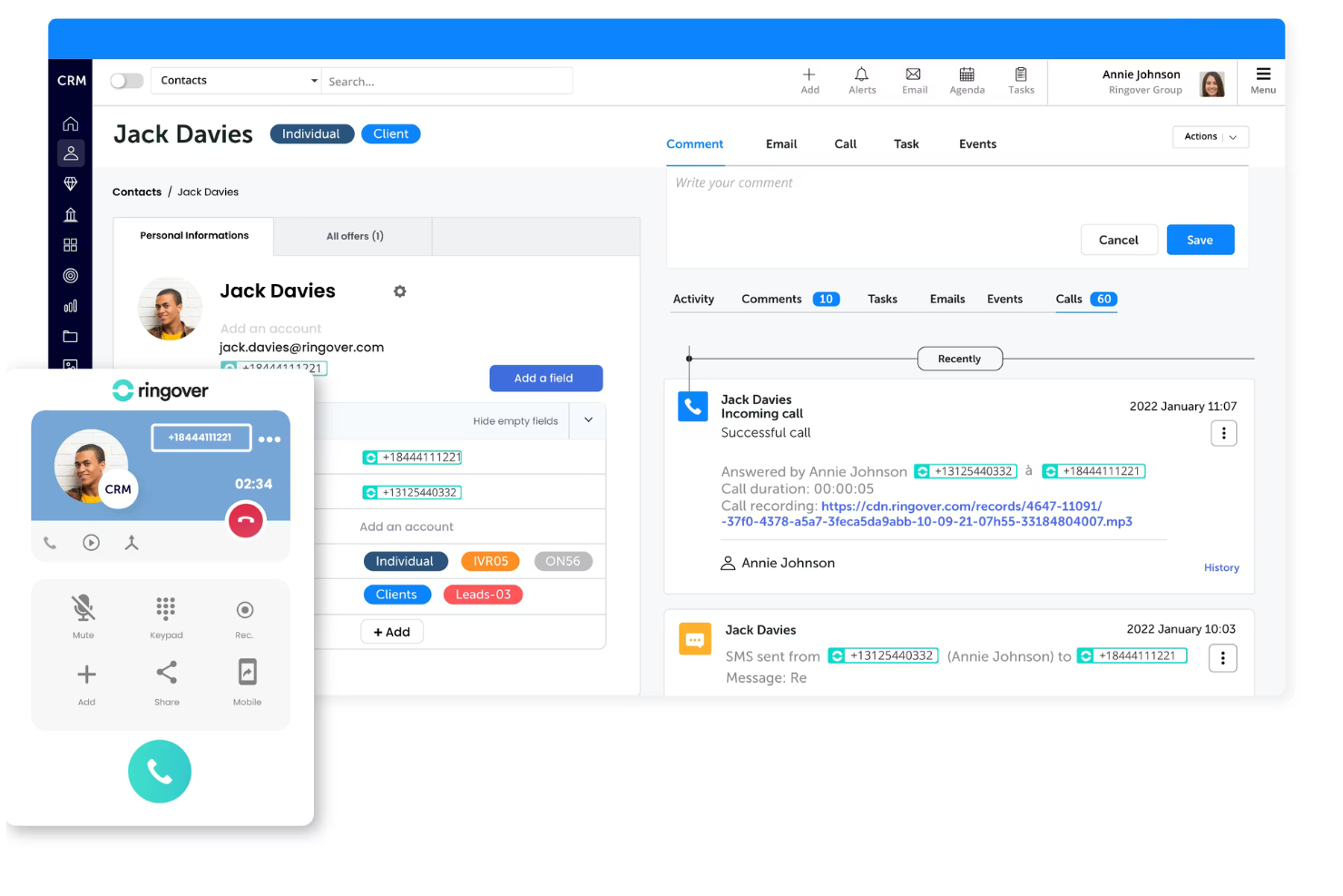 Ringover screenshot - 10 beste CallRail-Alternativen für Call-Tracking im Jahr 2026