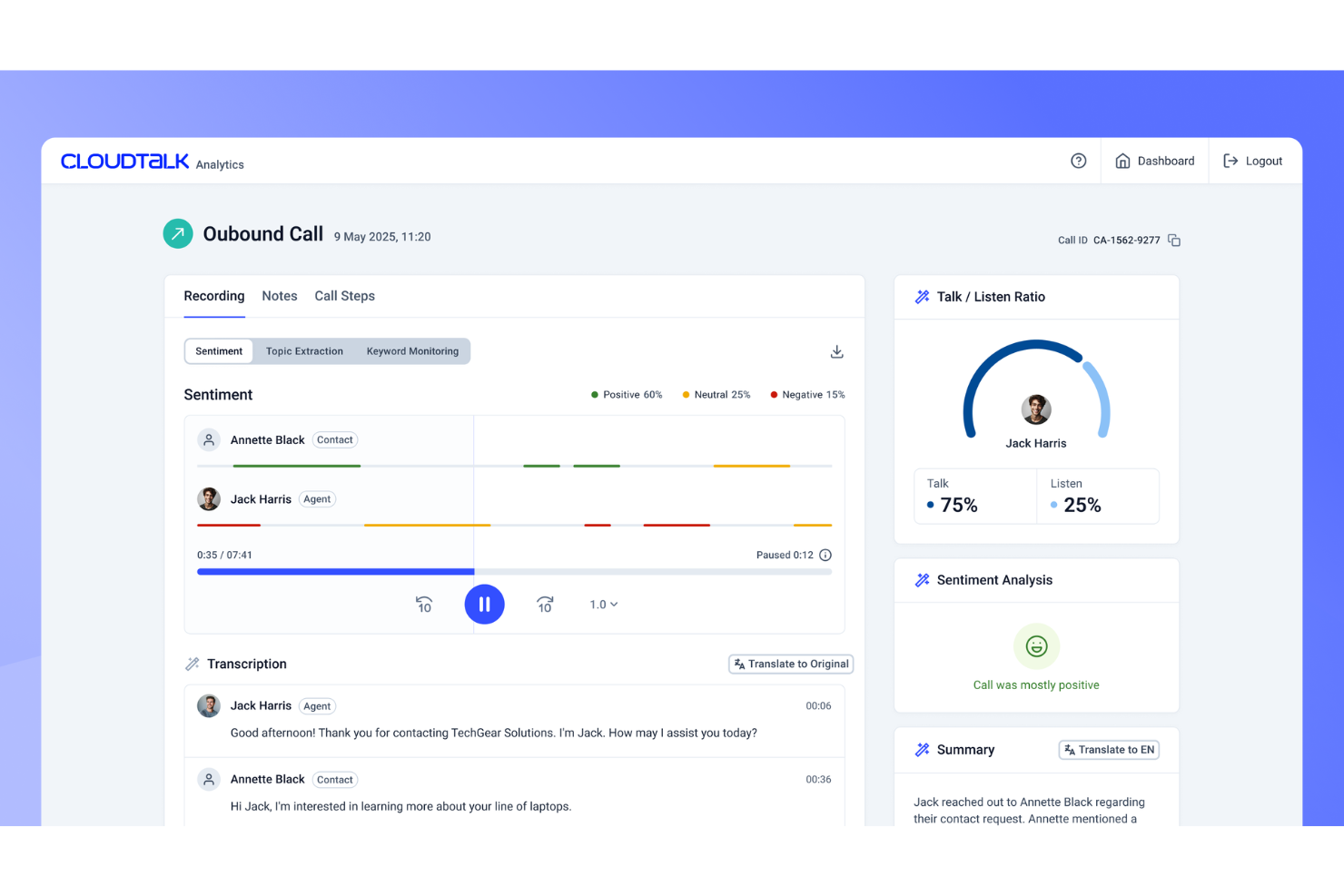 CloudTalk screenshot - 10 beste Kixie-Alternativen für den Vertriebsdialer im Jahr 2026