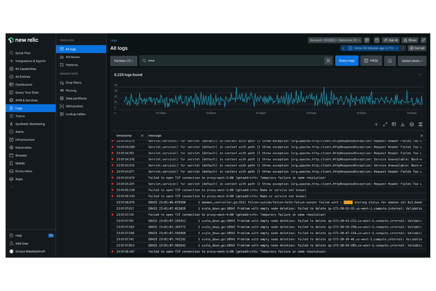 New Relic screenshot - 10 meilleurs concurrents de Dynatrace pour l’observabilité en 2026
