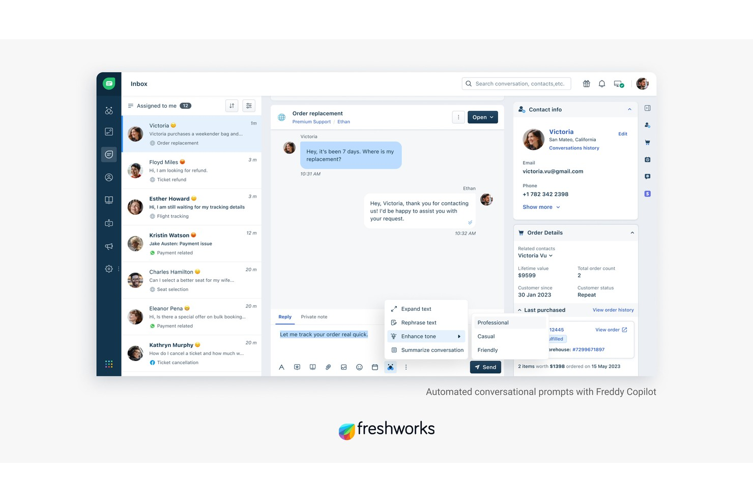 Freshdesk screenshot - 10 meilleurs outils de gestion des interactions avec les clients pour 2026