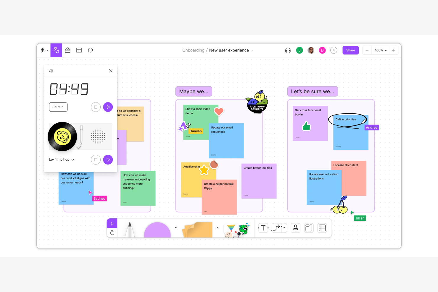 FigJam screenshot - 10 meilleures alternatives à Miro pour la collaboration visuelle en 2026