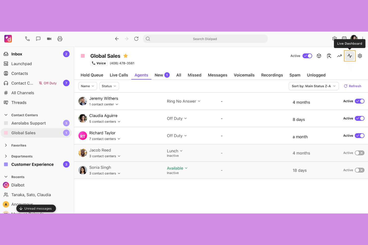 Dialpad screenshot - Les 10 meilleurs logiciels de centre d’appels CRM évalués en 2026