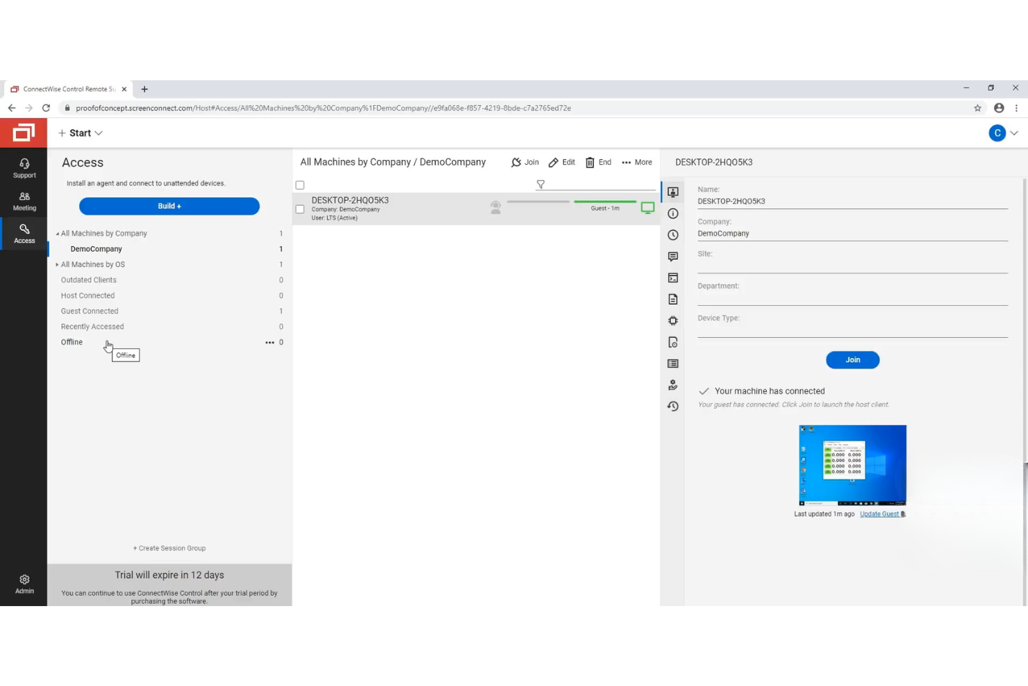 ConnectWise Control screenshot - Die 10 besten Remote-Helpdesk-Softwarelösungen im Jahr 2026
