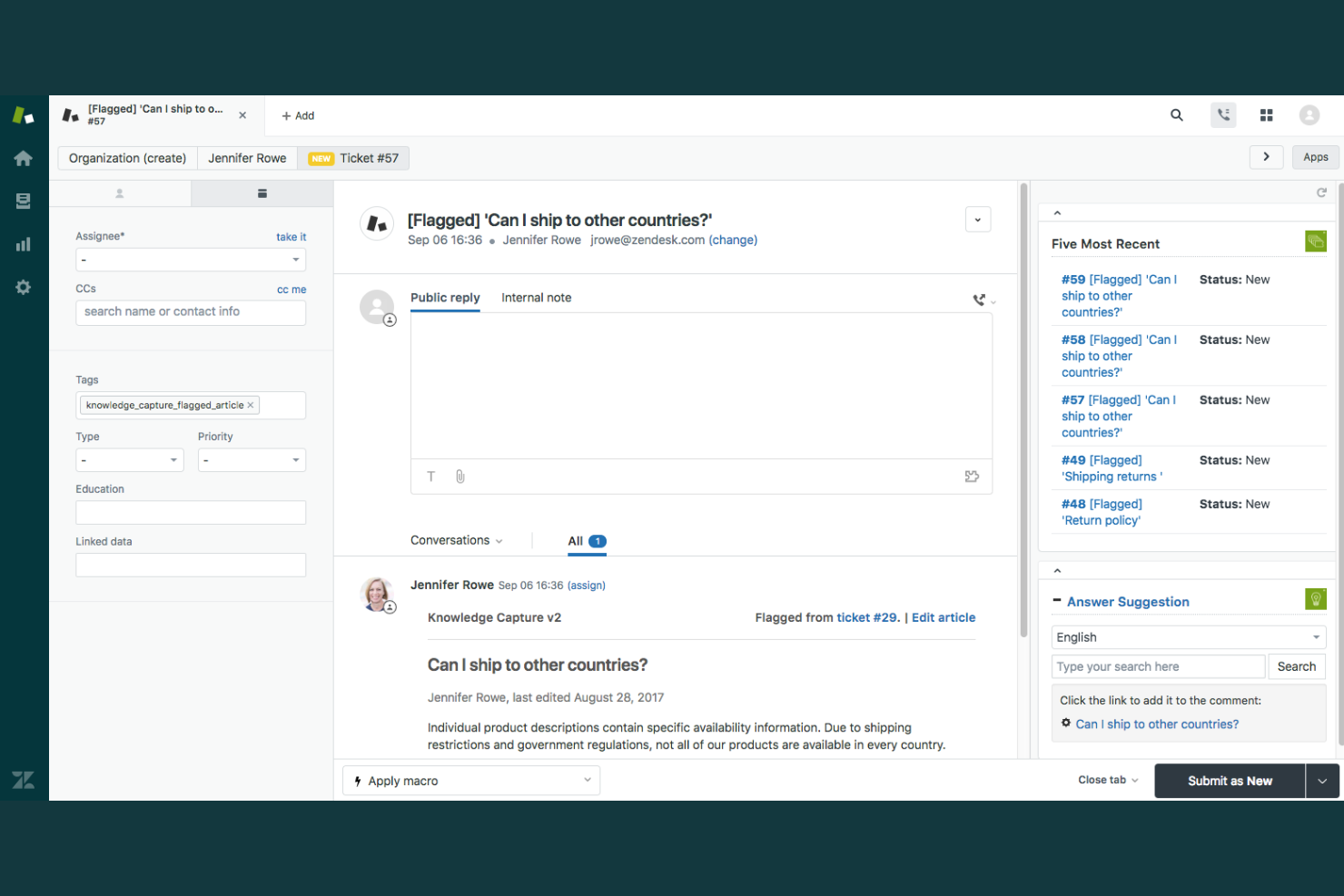 Zendesk screenshot - 10 migliori alternative a Bitrix24 nel 2026