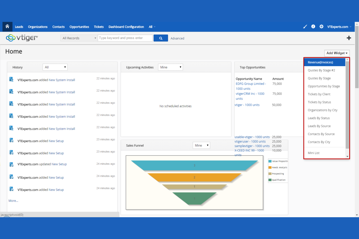 Vtiger screenshot - 10 migliori alternative a Zoho CRM per il servizio clienti nel 2026