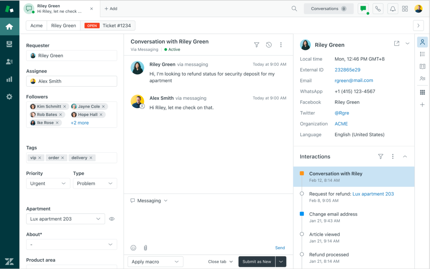 Zendesk screenshot - Los 10 mejores programas de escritorio para agentes de centros de llamadas de 2026