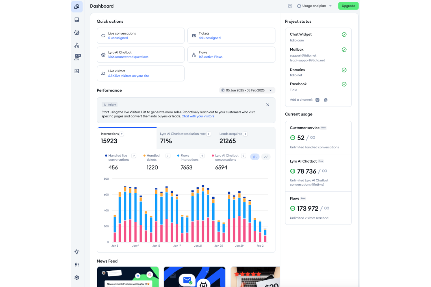 Tidio screenshot - 10 mejores programas de mesa de ayuda móvil analizados en 2026