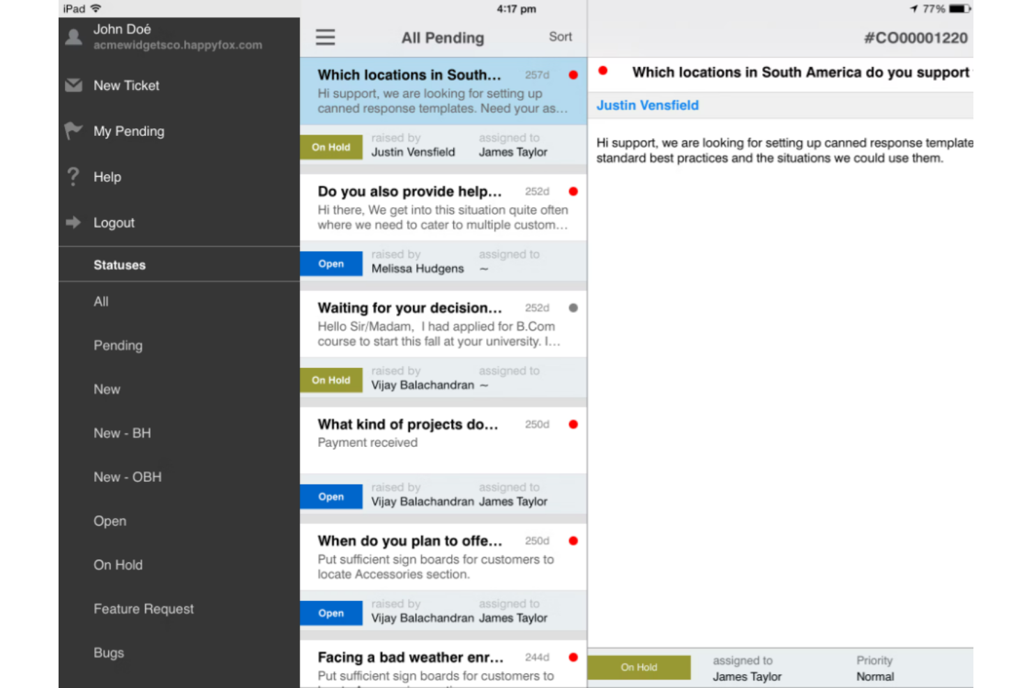 HappyFox screenshot - I 10 migliori software di assistenza interna del 2026