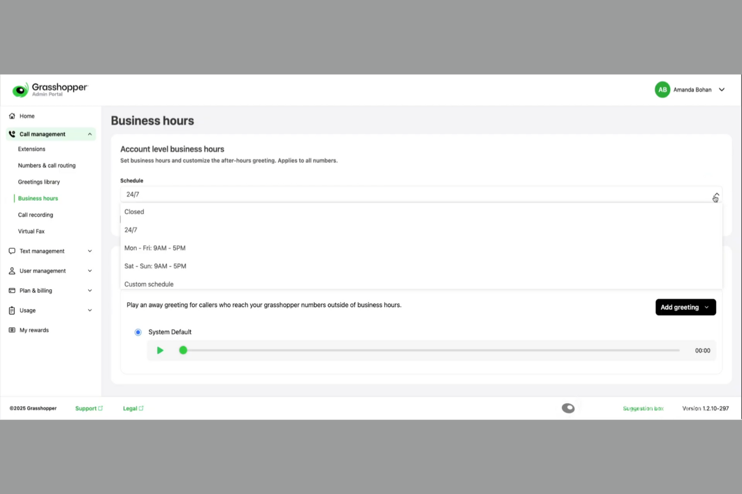 Grasshopper screenshot - Las 10 mejores alternativas a Nextiva para VoIP empresarial en 2026