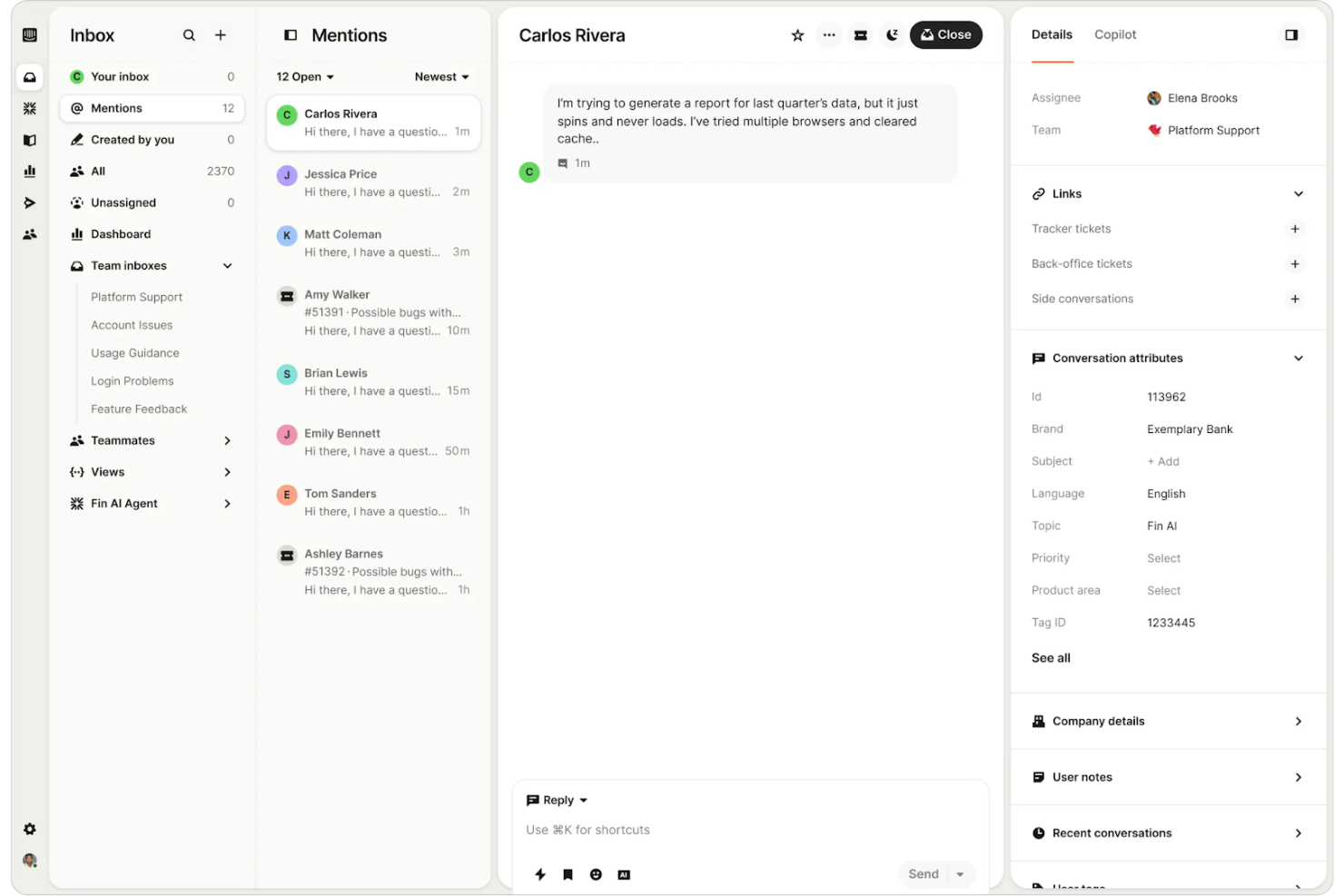 Intercom screenshot - 10 mejores programas de mesa de ayuda automatizados analizados en 2026