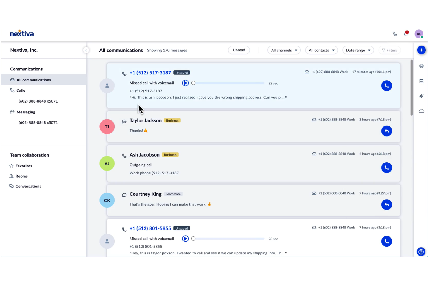 Nextiva screenshot - I 10 migliori software per centri di contatto per piccole imprese nel 2026