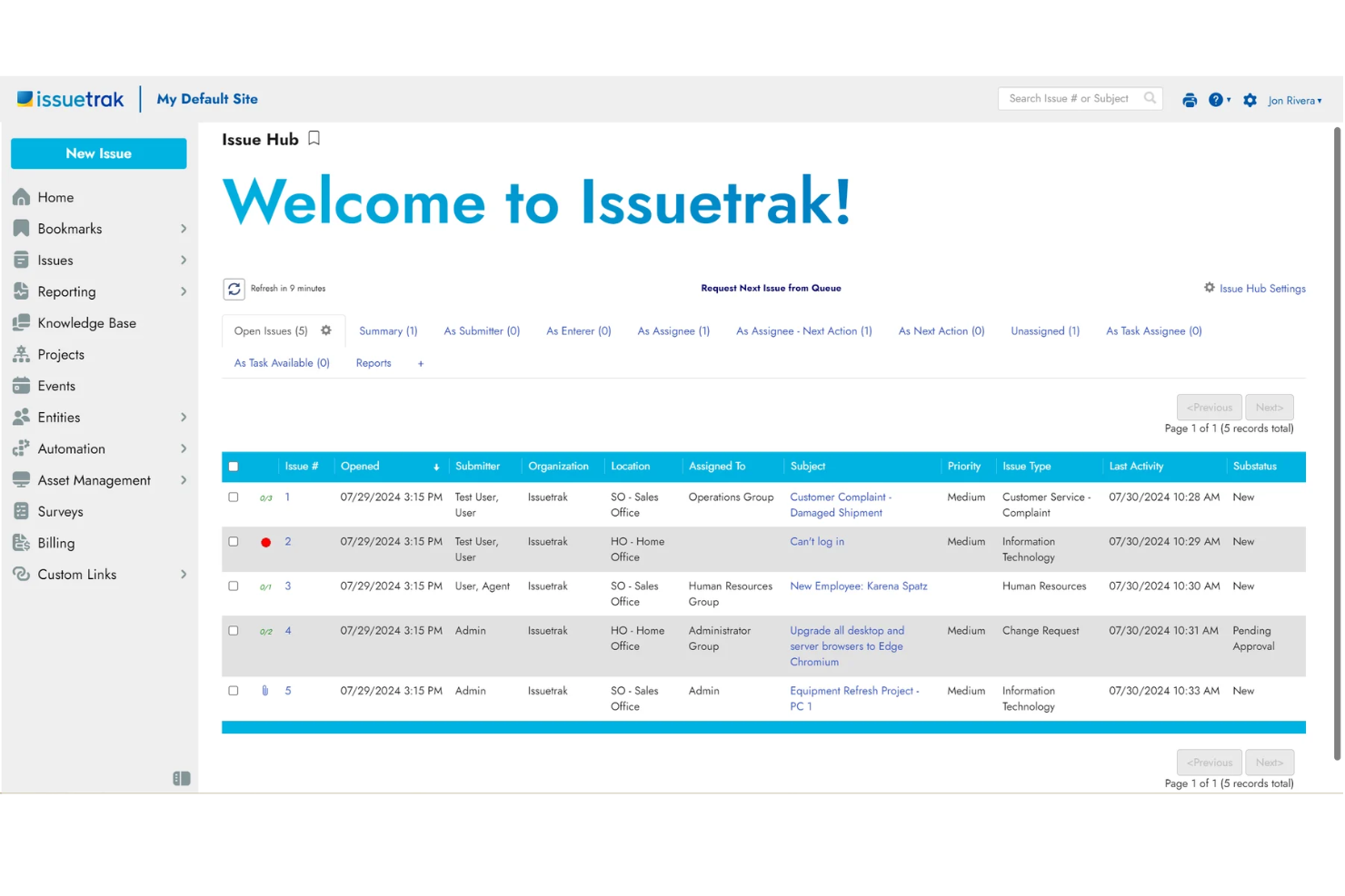 Issuetrak screenshot - I 10 migliori strumenti alternativi a HappyFox per l’assistenza nel 2026