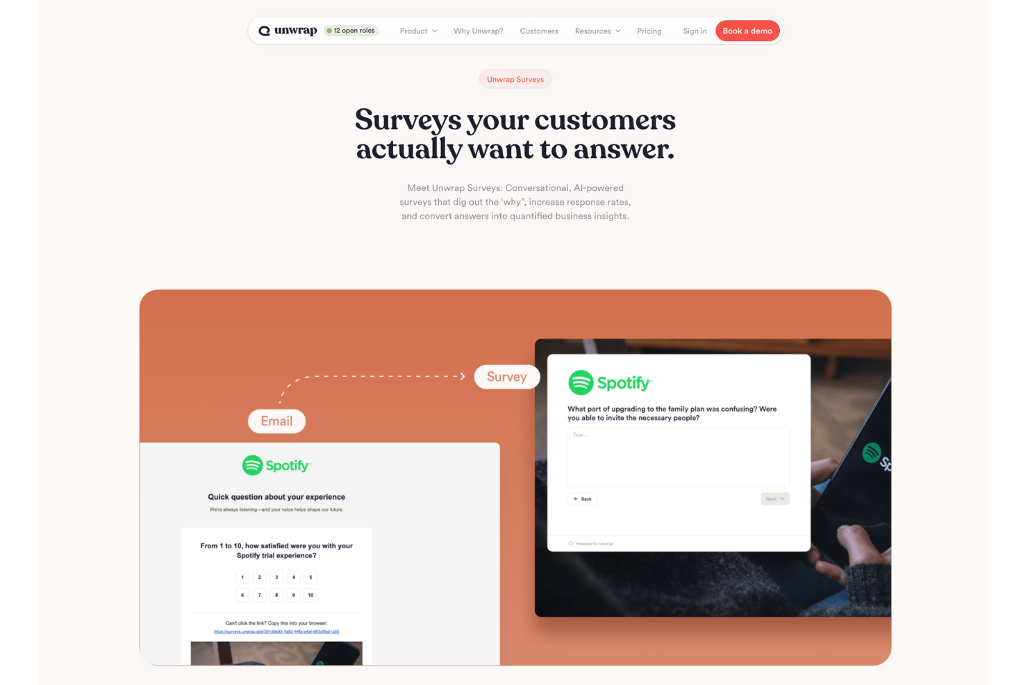 Unwrap screenshot - 10 migliori alternative a SurveyMonkey per i feedback nel 2026