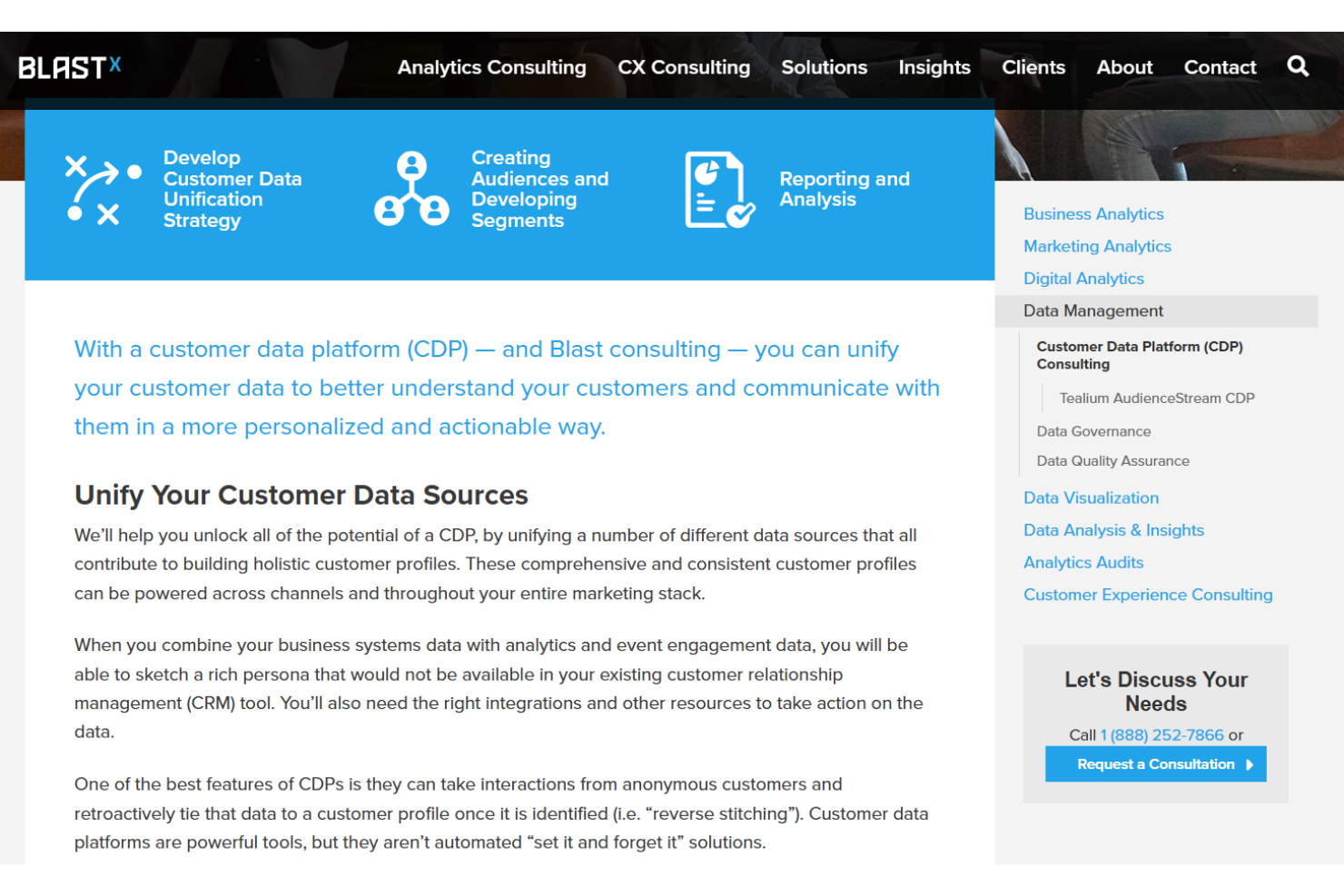 Blast Analytics screenshot - 10 beste adviseurs voor klantgegevensplatforms in 2026