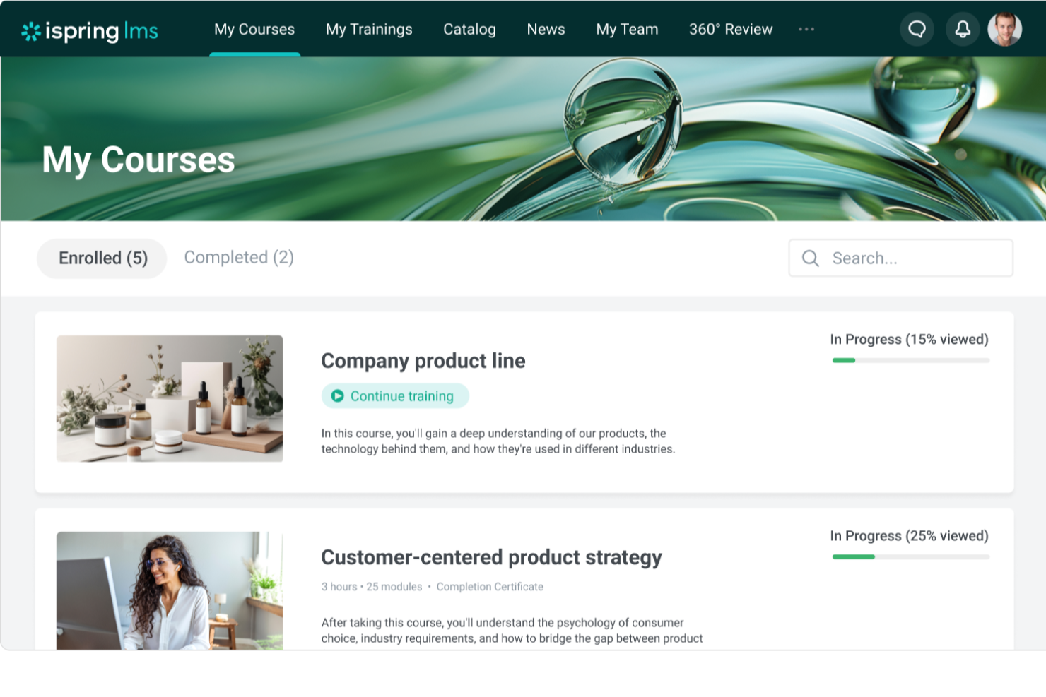 iSpring LMS screenshot - 10 beste software voor klanttraining beoordeeld in 2026