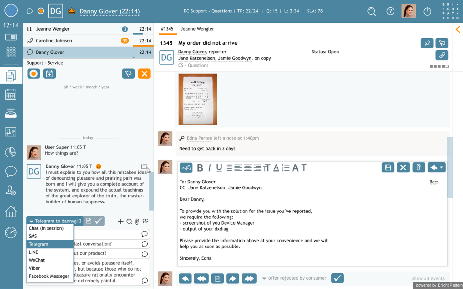 Bright Pattern screenshot - 10 beste desktopsoftware voor callcenteragents in 2026