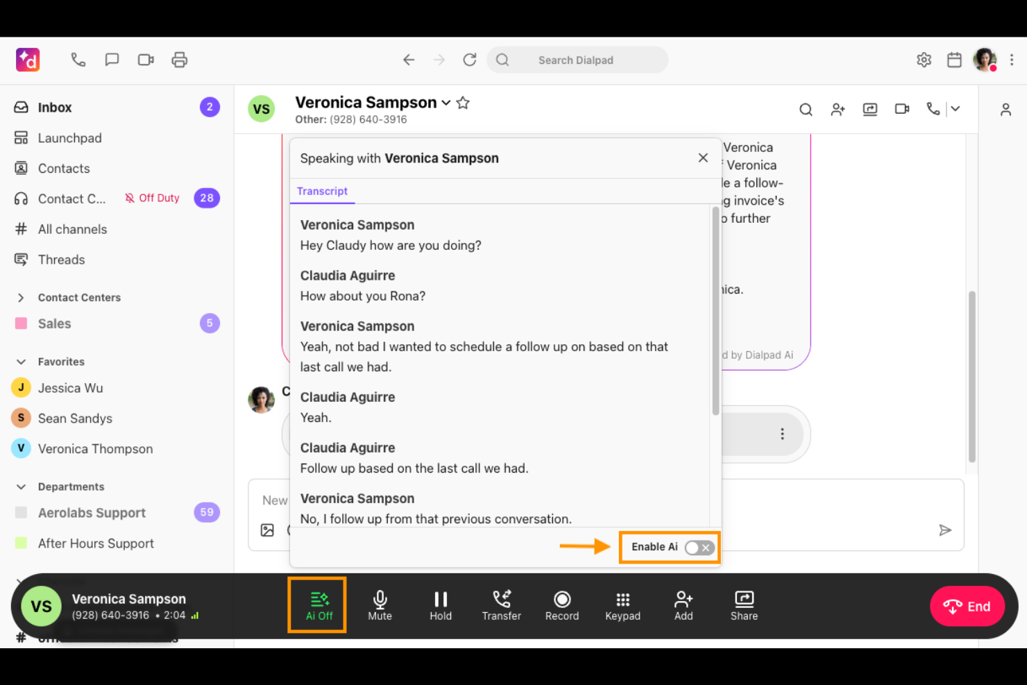 Dialpad screenshot - 10 beste software voor blended callcenters, beoordeeld in 2026