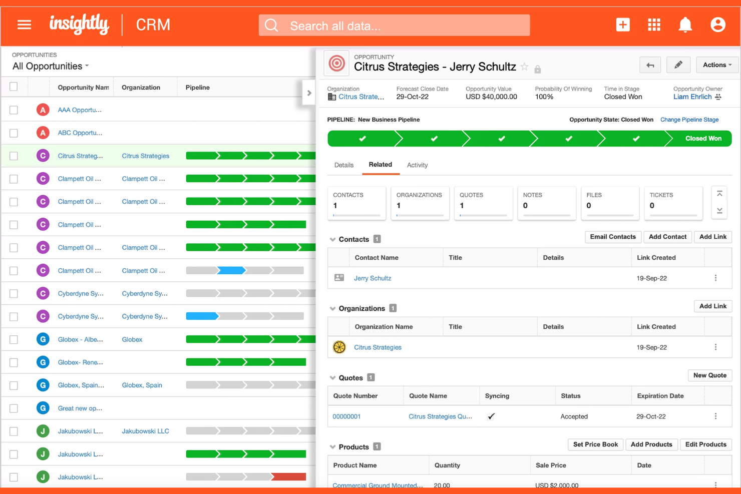Insightly screenshot - 10 beste Bitrix24-alternatieven in 2026