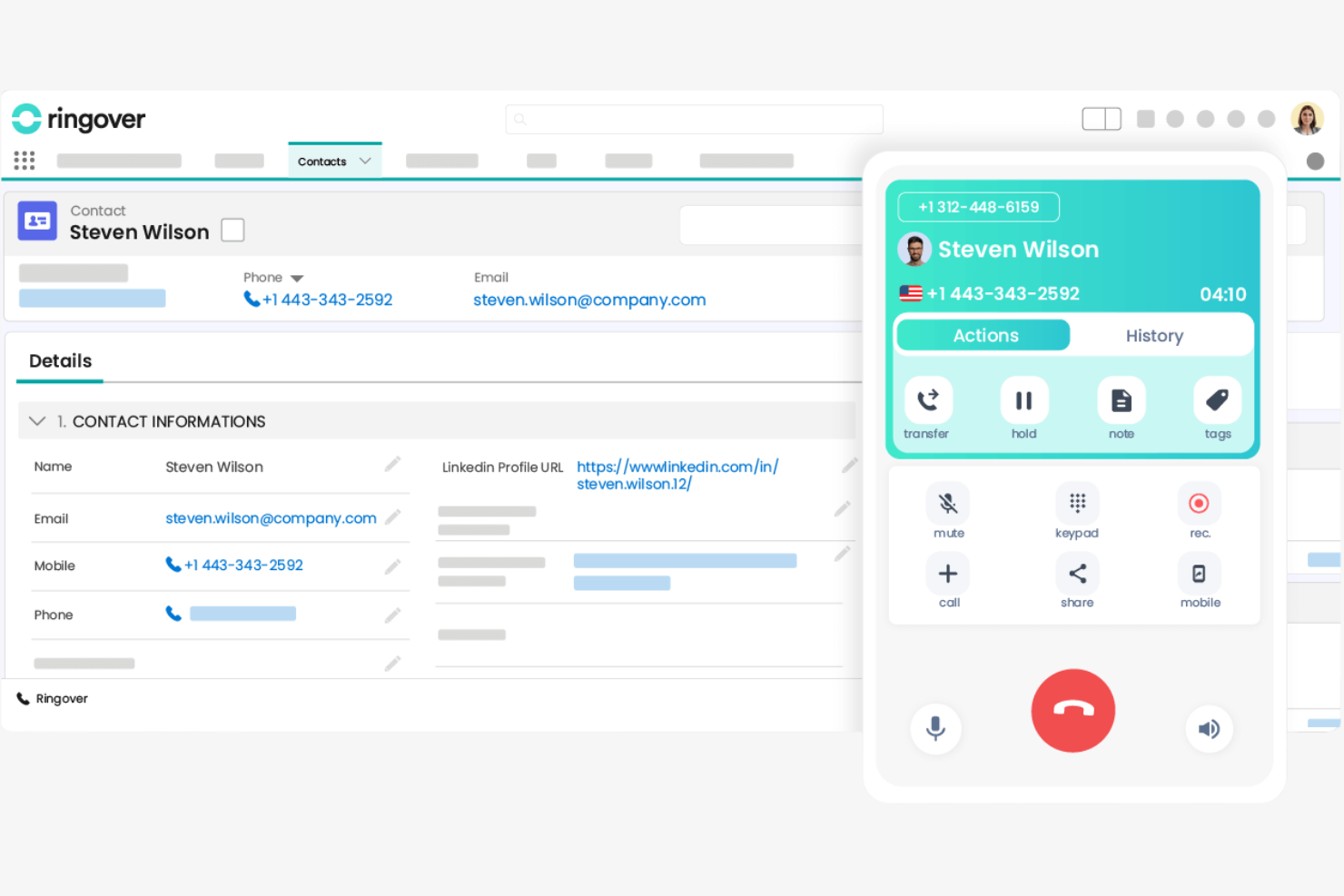 Ringover screenshot - 10 beste alternatieven voor JustCall voor zakelijk bellen in 2026