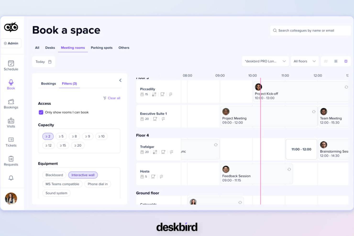 deskbird screenshot - 10 bästa AI-programmen för bokning av flexplatser 2026
