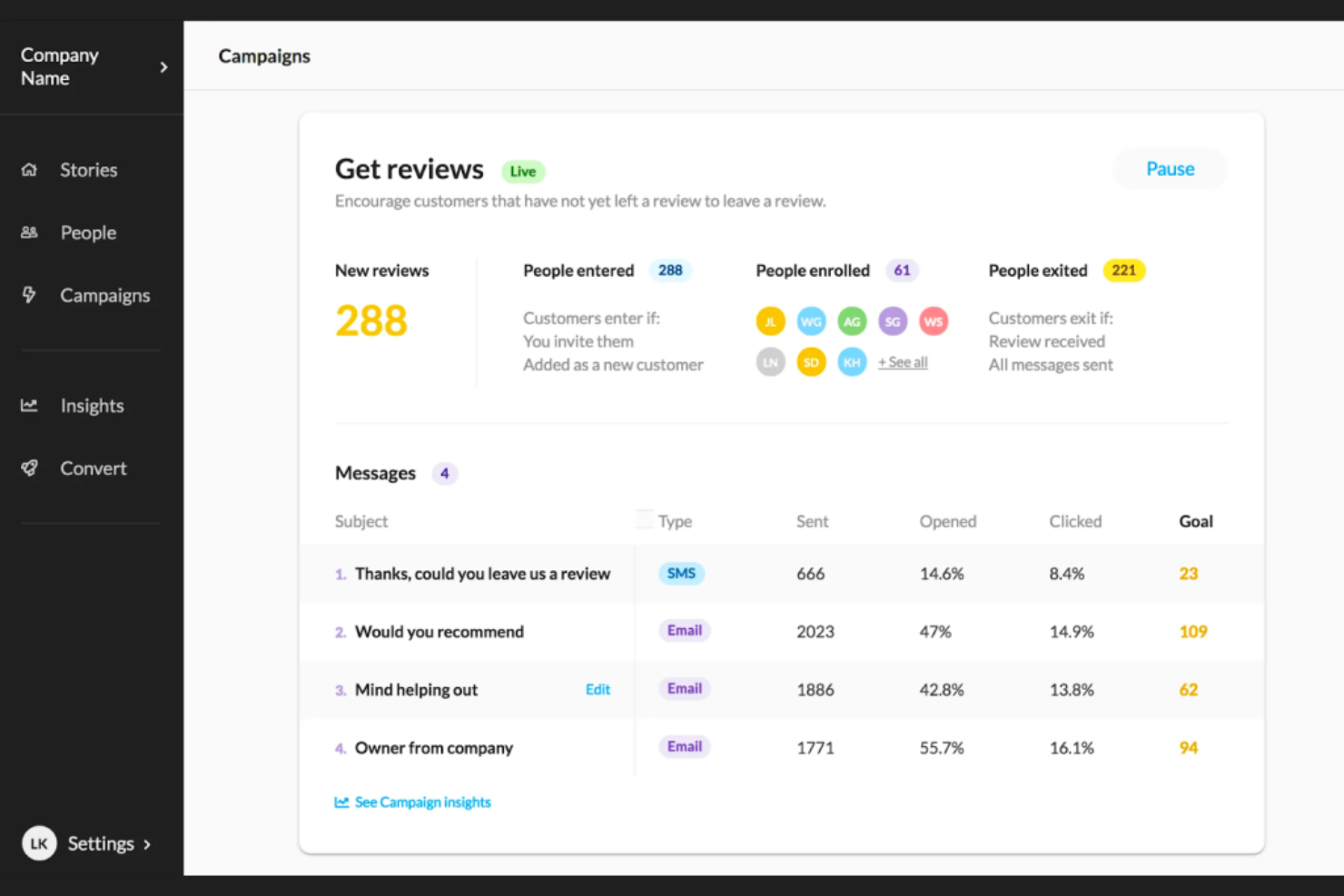 NiceJob screenshot - 10 bästa Birdeye-alternativen för recensionhantering 2026