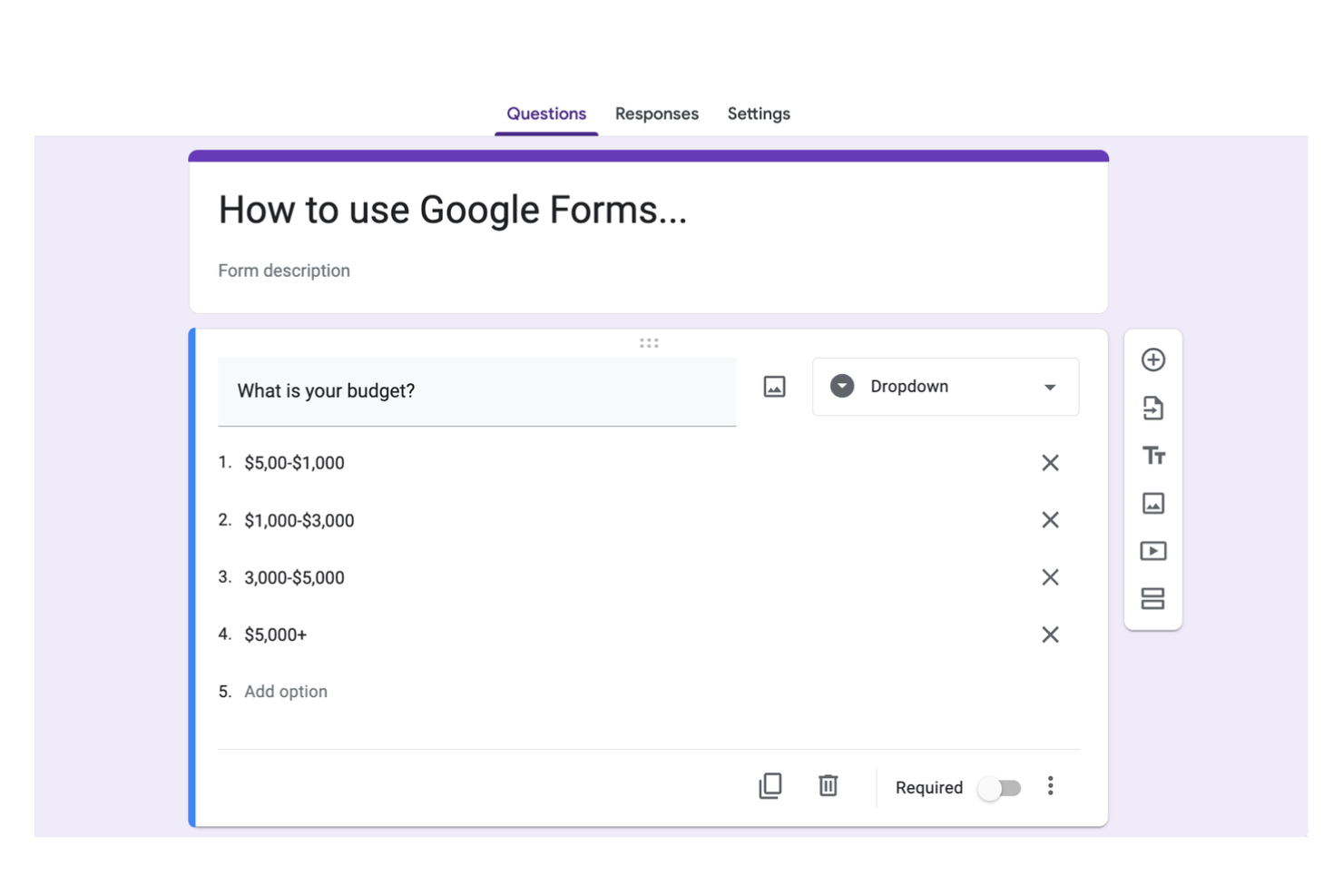 Google Forms screenshot - 10 Qualtrics-konkurrenter för kundfeedback 2026